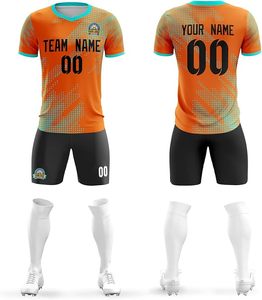 ชุดเสื้อฟุตบอลชายแบบกำหนดเอง แขนสั้น ผ้าโพลีเอสเตอร์ซับเหงื่อ พิมพ์ลายดิจิทัล ชื่อและหมายเลขทีมด้านหน้า มีไซส์พลัส - Product Image 6