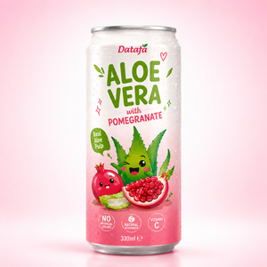 Boisson au jus d'aloe vera et de grenade, vraie pulpe d'aloe vera, vitamine C, sans colorants artificiels, boisson en conserve 330ml, certifiée ISO, HACCP, HALAL - Product Image 1