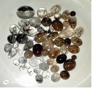 BAITHU GEMS MINERALS Magnifiques Cabochons de Pierres Précieuses Naturelles Mixtes en Aigue-marine Couleurs Blanc, Noir, Doré Polies Personnalisables pour - Product Image 3