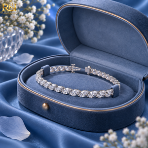 Pulsera de tenis con diamantes cultivados en laboratorio de corte marquesa, diseño de hoja y eslabones de eternidad |   Pulsera de Oro Sólido de 9K, 14K, 18K, Joyería Fina para la Muñeca - Product Image 5