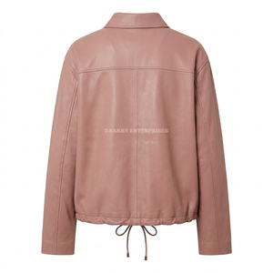 Fabricant de vestes en cuir personnalisées pour hommes, vente en gros, col rabattu lisse, cordon de serrage à l'ourlet, vêtements d'extérieur coupe-vent, veste de coach - Product Image 2