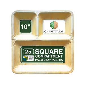 Piatto Quadrato Monouso da 10 Pollici con 3 Scomparti in Foglia di Palma Naturale - Product Image 6