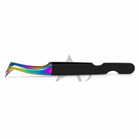 Pince à cils en L pour extensions de cils, en acier inoxydable, prise en main parfaite, impression de logo personnalisée, service OEM