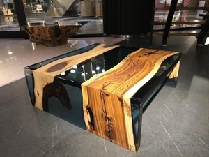 Table à manger en bois époxy moderne, écologique et durable, mobilier pour la maison, idéale pour la salle à manger et l'entrée - Product Image 4