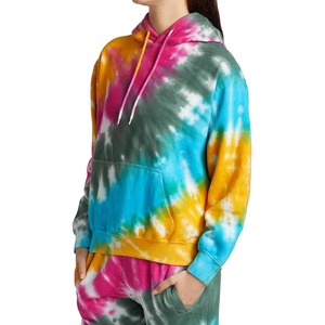 Custom Unisex <b>Tie</b> <b>Dye</b> <b>Hoodie</b> Rainbow Multicolor Spiral Cotton French Terry Pullover Sweatshirt Kangaroo Pocket OEM Wholesale - Product Image 3