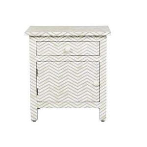 Table à tiroirs en os incrusté de la marque ILAHI, design moderne, détails en agate, rangement à trois niveaux, meuble portable pour la maison - Product Image 4