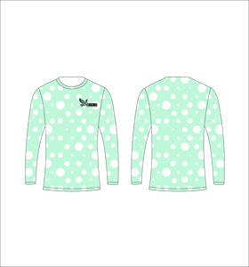 Maillot de sport personnalisé à manches longues en sublimation, léger, avec motif à pois vert menthe et blanc, vêtements en gros - Product Image 1