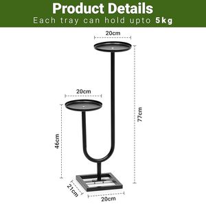 Support à fleurs minimaliste en métal à deux niveaux circulaires pour plantes vertes d'intérieur, finition thermolaquée - Product Image 2