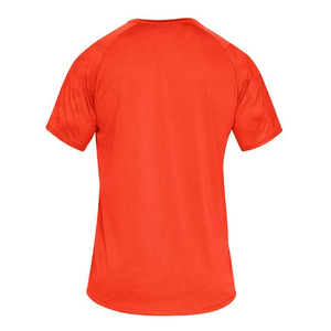 T-shirt pour homme à manches courtes rouge, col rond, séchage rapide, coupe classique, tricoté en polyester, couleur unie, décontracté - Product Image 2