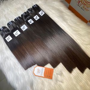 Bone Straight <b>Brown</b> Tip Human Hair Extensions Cuticle Aligned Virgin Unprocessed Raw Hair Vietnamese Hair Material for <b>Wig</b> - Product Image 2