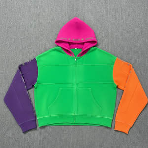 Sudadera con Capucha de Alta Gama para Hombre con Pedrería, Estilo Vintage Desgastado con Lavado Ácido y Aspecto Urbano - Product Image 1