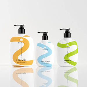 Cosmetic Custom Packaging Unalilia <b>200ml</b> 300ml 500ml Lotion Body Wash Shampoo White Flat PET Silk Screen Printed Pump <b>Bottles</b> - Product Image 2
