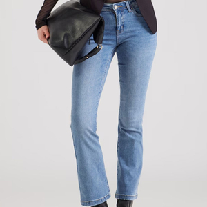High Waist Flare Leg Denim <b>Jeans</b> Stonewashed <b>Light</b> <b>Blue</b> Full Length Casual <b>Women's</b> Pants 100% Cotton Spring Wear 2026 - Product Image 5