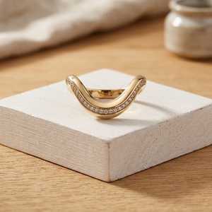 แหวนแต่งงานเพชรทรงกลมเพาะเลี้ยงในห้องปฏิบัติการแบบเต็มวง ทองคำแท้ 14K 18K  แบบหนามเตยเชื่อมต่อกัน  แหวนวันครบรอบแบบซ้อนได้ ขายส่ง - Product Image 3