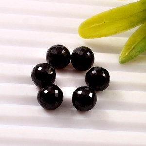 Esferas facetadas redondas de espinela negra natural de 10 mm, esferas curativas, piedras preciosas sueltas para la fabricación de joyería, lote al por mayor - Product Image 1