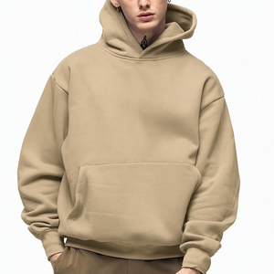 Sudadera con Capucha Ligera para Hombre, Corte Holgado, Manga Regular, Color Sólido, Estilo Casual Otoñal, 100% Algodón Felpa, Bordada - Product Image 5