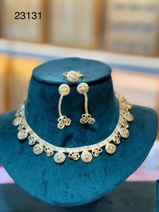 Conjunto de collar y pendientes de oro elegante de 24 quilates, joyería de moda más vendida en Francia - Product Image 5