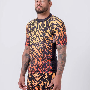 Men's Long Sleeve Rash Guard Black <b>White</b> Stripe Quick Dry <b>Compression</b> <b>Shirt</b> MMA BJJ Grappling Base Layer Sport Top - Product Image 6