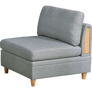 Sedia Senza Braccioli Dorris in Tessuto Grigio Chiaro con Gambe in Legno per Soggiorno, 1 Pezzo con Cuscino - Product Image 1