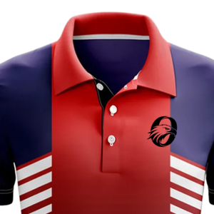 Men Navy Red Sublimation Cricket Jersey Short Sleeve Polo Sports Shirt Training Match Wear <b>Athletic</b> Team Uniform Apparel - Product Image 5