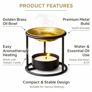 Metal Aromatherapy <b>Oil</b> <b>Burner</b> and Wax Melter with Brass Bowl and Tealight Candle Holder Decorative Home Fragrance <b>Oil</b> Wax Warmer - Product Image 6