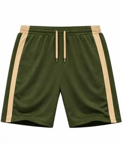 Conjunto Deportivo para Hombre en Verde Oliva y Beige, Camiseta y Pantalones Cortos Transpirables de Secado Rápido para Gimnasio, Atletismo, Running y Entrenamiento - Product Image 4