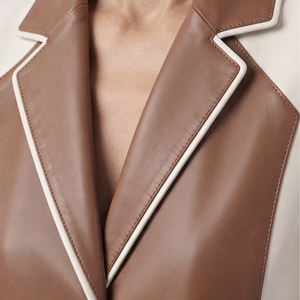 Women's High Fashion <b>Leather</b> <b>Blazer</b> Coat Female Long Sleeve <b>Leather</b> Ladies 100% PU <b>Leather</b> <b>Blazer</b> With Singlet Button - Product Image 4