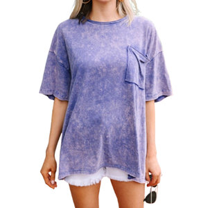 Camiseta Casual para Mujer, Talla Adulto, Lavado Ácido, Algodón Premium, Corte Holgado, Estilo Diario - Product Image 1
