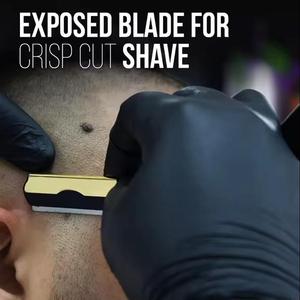 Black Foldable Straight <b>Razor</b> with Gold Blade Single Edge Barber <b>Razor</b> for <b>Men</b> Salon Use Plastic Handle - Product Image 3
