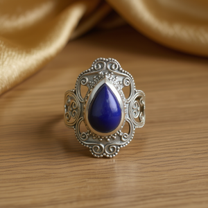 Bague en perle de lapis-lazuli de 6,2 grammes, bijoux élégants et stylés - Product Image 3