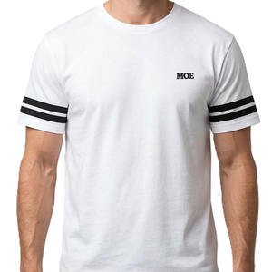 Camisetas de Hombre Varsity Stripe, Cuello Redondo de Algodón, Estilo Urbano, Fabricación de Ropa de Marca Privada, Camiseta de Algodón para Hombre - Product Image 2