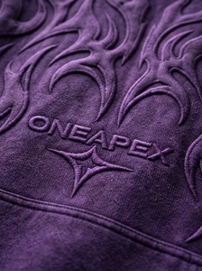 Sweat-shirt à capuche surdimensionné gaufré violet pour homme, streetwear de luxe, avec logo frontal, vente en gros de vêtements - Product Image 6