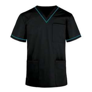 Blouse médicale d'été unisexe à col en V et trois poches, uniforme infirmier, séchage rapide, respirante, en tissu toile - Product Image 3
