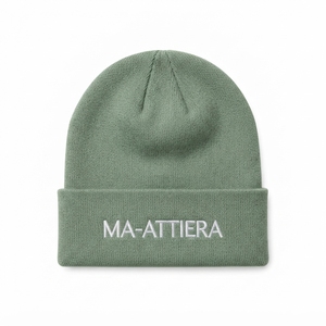 Gorro de Punto Verde Salvia con Puño, Gorro Cálido de Invierno con Logotipo Bordado Personalizado - Product Image 3