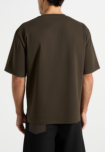 Camiseta de Algodón de Manga Corta para Hombre, Color Marrón, con Logotipo Personalizado Estampado en la Parte Delantera, Cuello Redondo Informal, Corte Regular, Tejido de Punto Jersey - Product Image 3