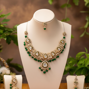 Designer Kundan Stone and <b>Beads</b> Necklace <b>Set</b>-Fine Jewelry 10581494GR - Product Image 3