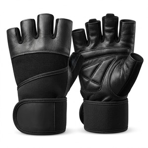 Premium <b>Black</b> Genuine Leather Gym Gloves – Professional Half Finger Weightlifting Gloves with Padded Palm Support – Breathable - Product Image 6