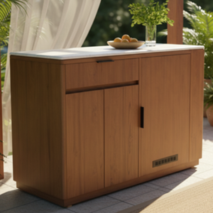 ตู้ข้างไม้กลางแจ้งคอลเลคชั่น TEAK พร้อมท็อปหิน สำหรับบาร์ริมชายหาดและรีสอร์ท - Product Image 1