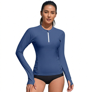 Maillot de bain de compression à manches longues pour femme, demi-zip, protection UV, séchage rapide, imprimé personnalisé, pour adulte, maillot de bain personnalisé pour femme - Product Image 3