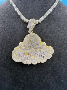 Pendentif Lettre Personnalisée avec Nuage en Moissanite Sertie de Pierres pour Bijoux Fins en Argent Sterling 925 Pendentifs & Breloques - Product Image 2