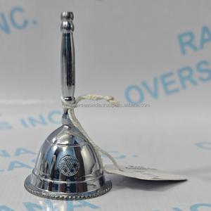 Cloche à main décorative de luxe en laiton, plaquée argent, motif floral, cloche rituelle en métal pour la décoration intérieure, la méditation, le yoga, cadeau - Product Image 3