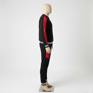 ชุดวอร์มลำลองสีดำ แดง ขาว คอกลม สำหรับผู้ใหญ่ ฤดูหนาว ปี 2024 ชุดเซ็ตสเวตเชิ้ตแบบสั่งทำพิเศษสำหรับผู้ชาย ทรงปกติ ผ้าฝ้าย - Product Image 4