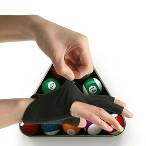 Gants de billard/snooker unisexes à trois doigts, haute qualité, prix bas, respirants, légers, en nylon et élasthanne. - Product Image 3
