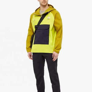 New Trending Men's Waterproof Windbreaker Jackets <b>Canvas</b> Stand Collar Front Logo Hooded Rain Windbreaker Jacket Adults - Product Image 4