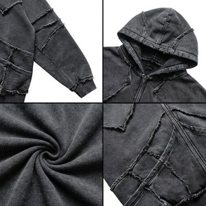 Sweat à capuche Y2K gothique streetwear oversize noir délavé à l'acide avec imprimé graphique à pointes, personnalisable, MOQ, qualité supérieure, pour hommes - Product Image 6