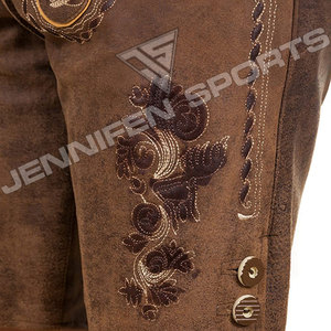 Costume bavarois en cuir suédé véritable fait main de haute qualité, Lederhosen traditionnel allemand, court, respirant, grande taille - Product Image 4