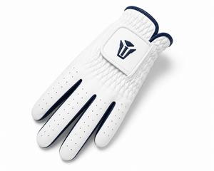 Gants de golf en cuir blanc et bleu marine de qualité supérieure, logo personnalisé, perforés, respirants, gants de sport pour hommes, OEM - Product Image 2
