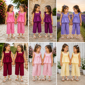 Kid Girls Solid Short Sleeve Comfortable Dress Set <b>Bow</b> Details Cotton Outfit Summer Clothing Stock Lot Bangladesh - Product Image 2