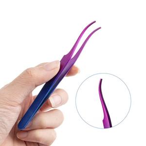 Pinces à cils professionnelles en acier inoxydable - Outil de précision anti-magnétique pour extensions de cils, emballage et logo personnalisables - Product Image 2