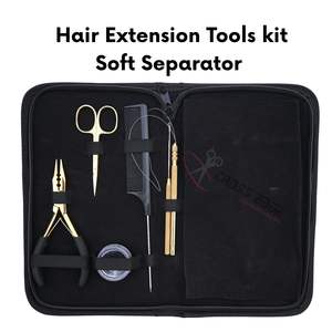Professional Hair Extension Tools Duckbill <b>Clips</b> Curved Needles <b>Hook</b> Pulling Loop Needle 3 Hole Crimping Plier Comb & Scissor - Product Image 5